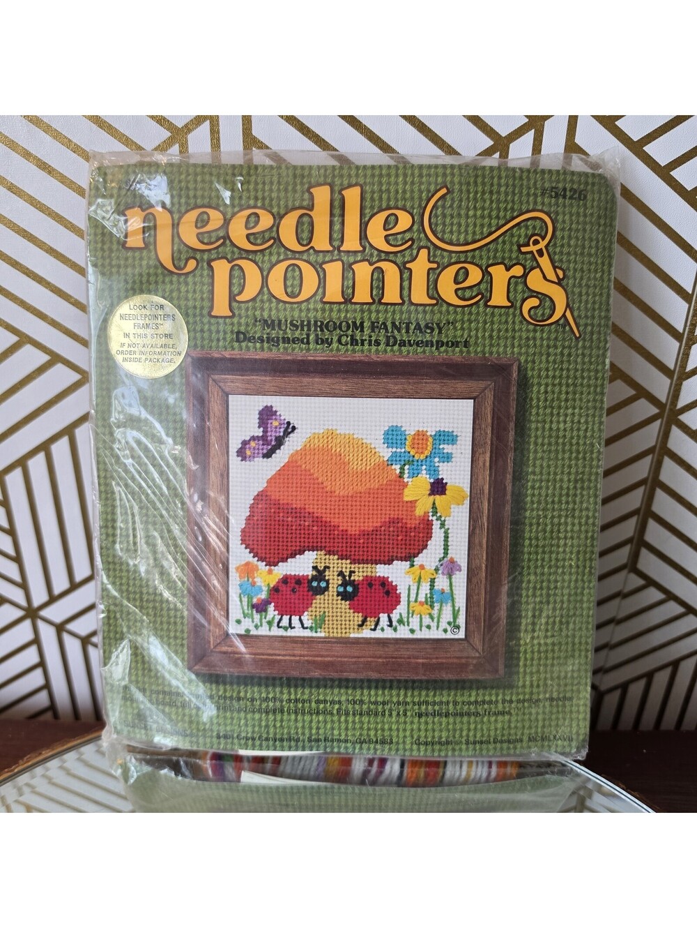 Vintage Needlepointers Kit #5426 Mushroom Fantasy 5x5 Sealed